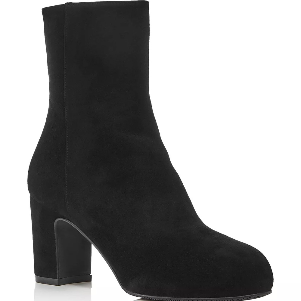 NEW Stuart Weitzman Gianella Black Suede Ankle Boots Block Heel Women - with box